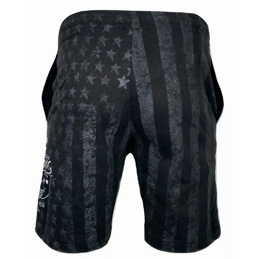 ARCHAIC by AFFLICTION Men's Shorts NATION Black USA Flag Biker MMA S-5XL - Picture 4 of 7